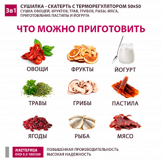 Сушилка - скатерть для овощей и фруктов Мастерица ОНЭ-5.2-100/220 50х50см с терморегулятором